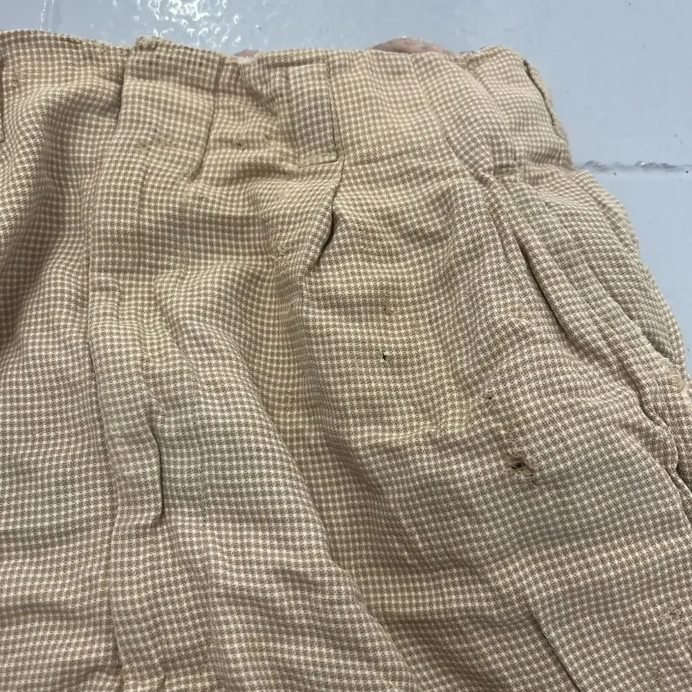 Vintage 40s Glen-More Beige Pattern Rayon Pants 29x29